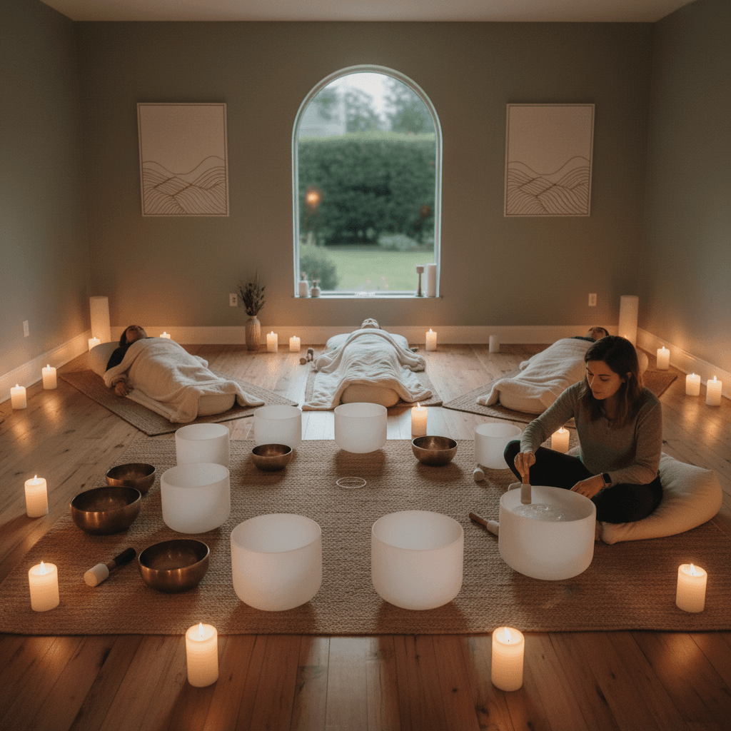 Sound healing with singing bowls