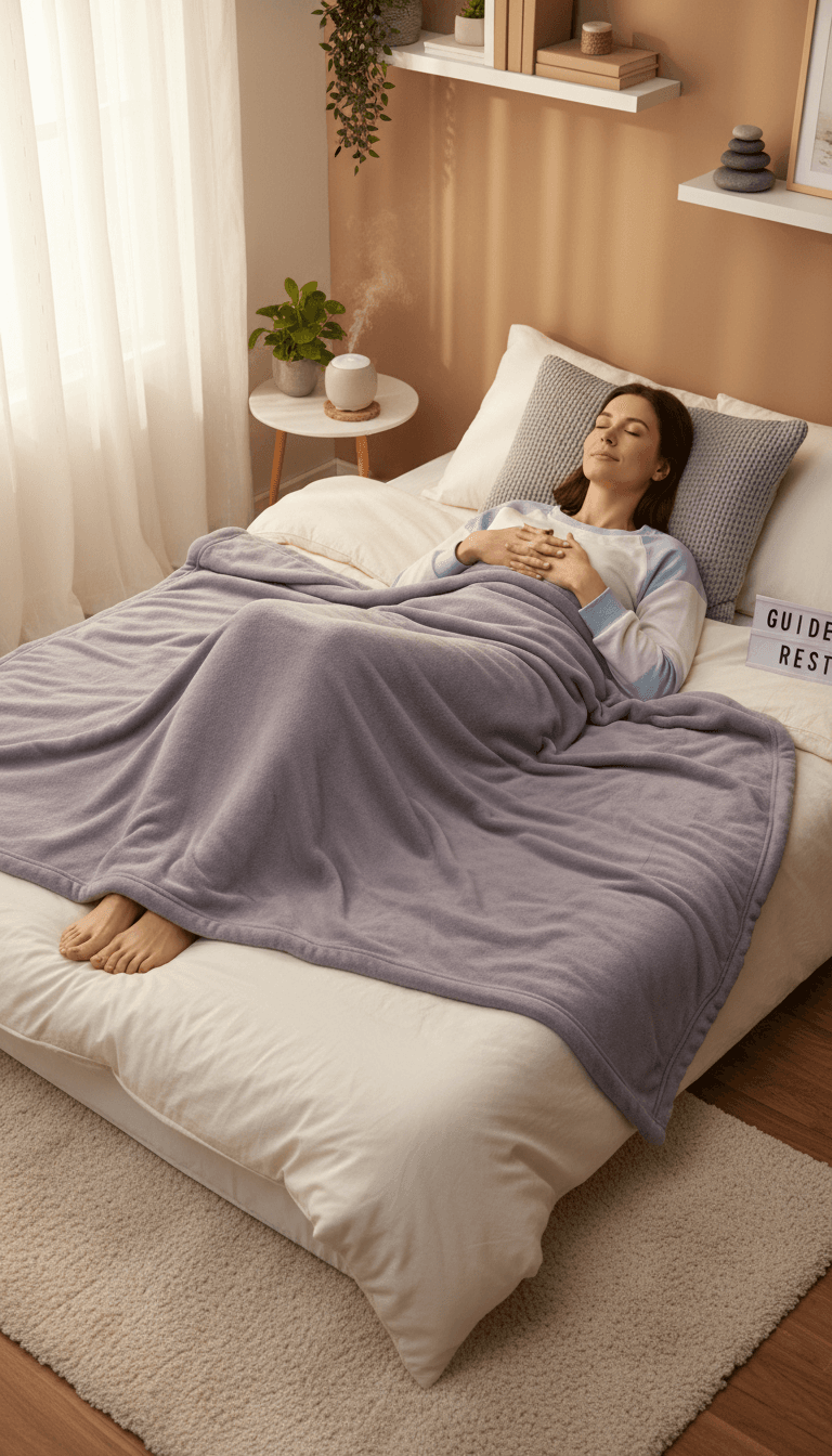 Woman relaxing during a guided Yoga Nidra practice